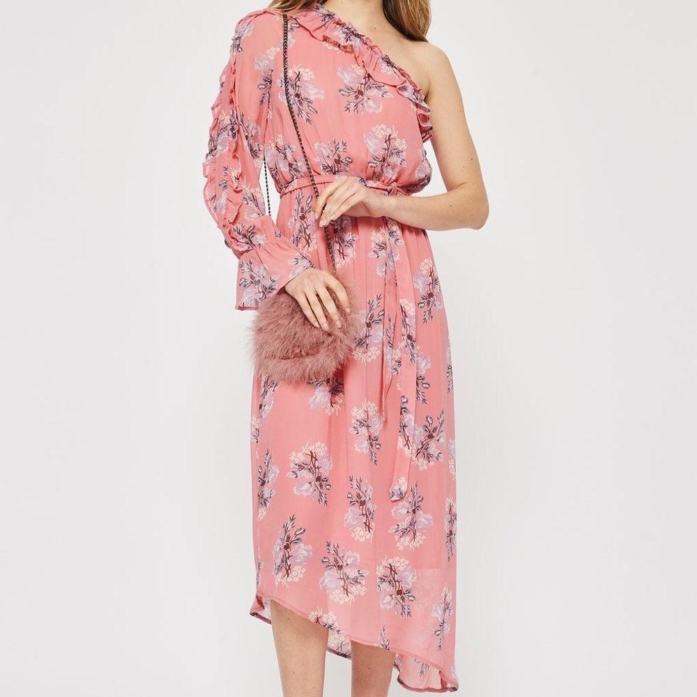 Topshop Pink One Shoulder Dress